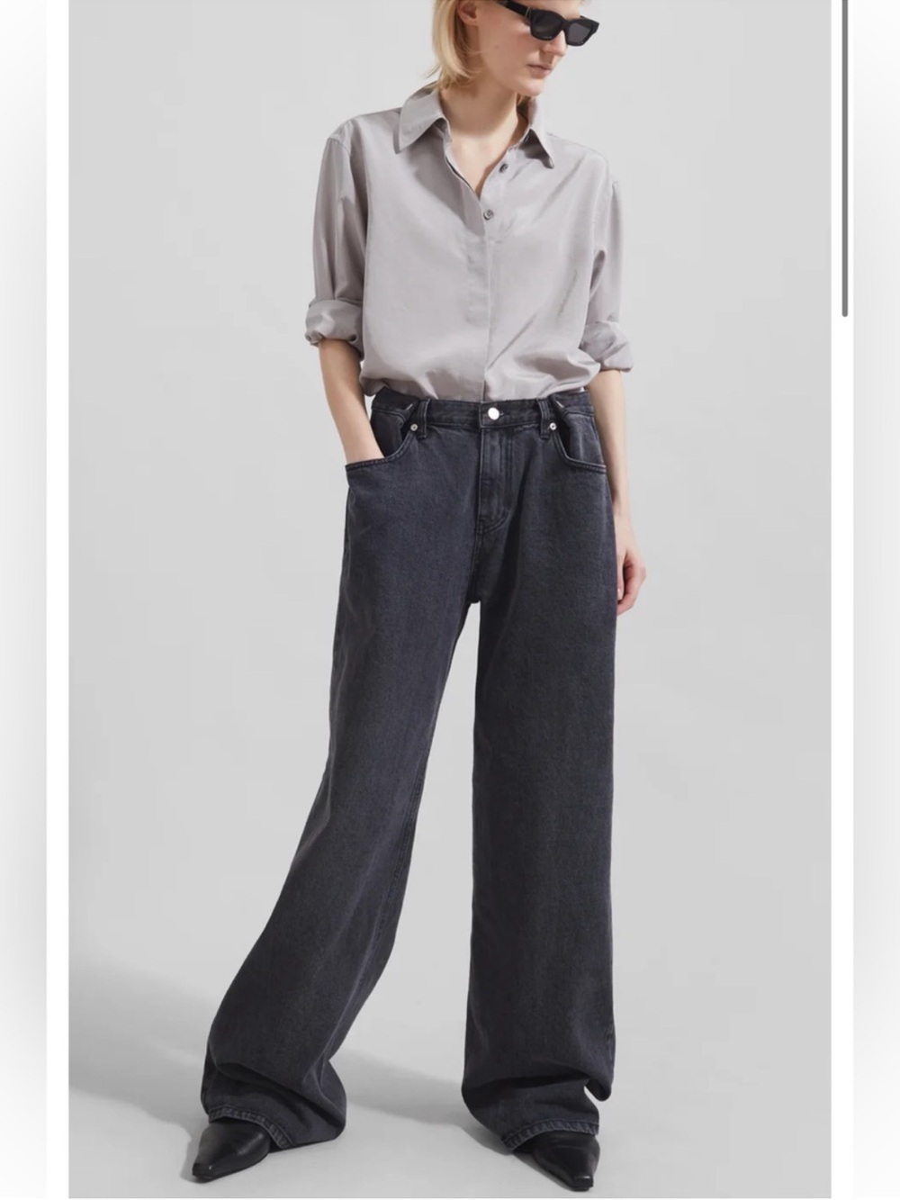 The Frankie Shop Hayla Adjustable Denim Pants Jeans Black XS/S